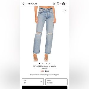 Agolde 90s Mid Rise Loose in Isolate